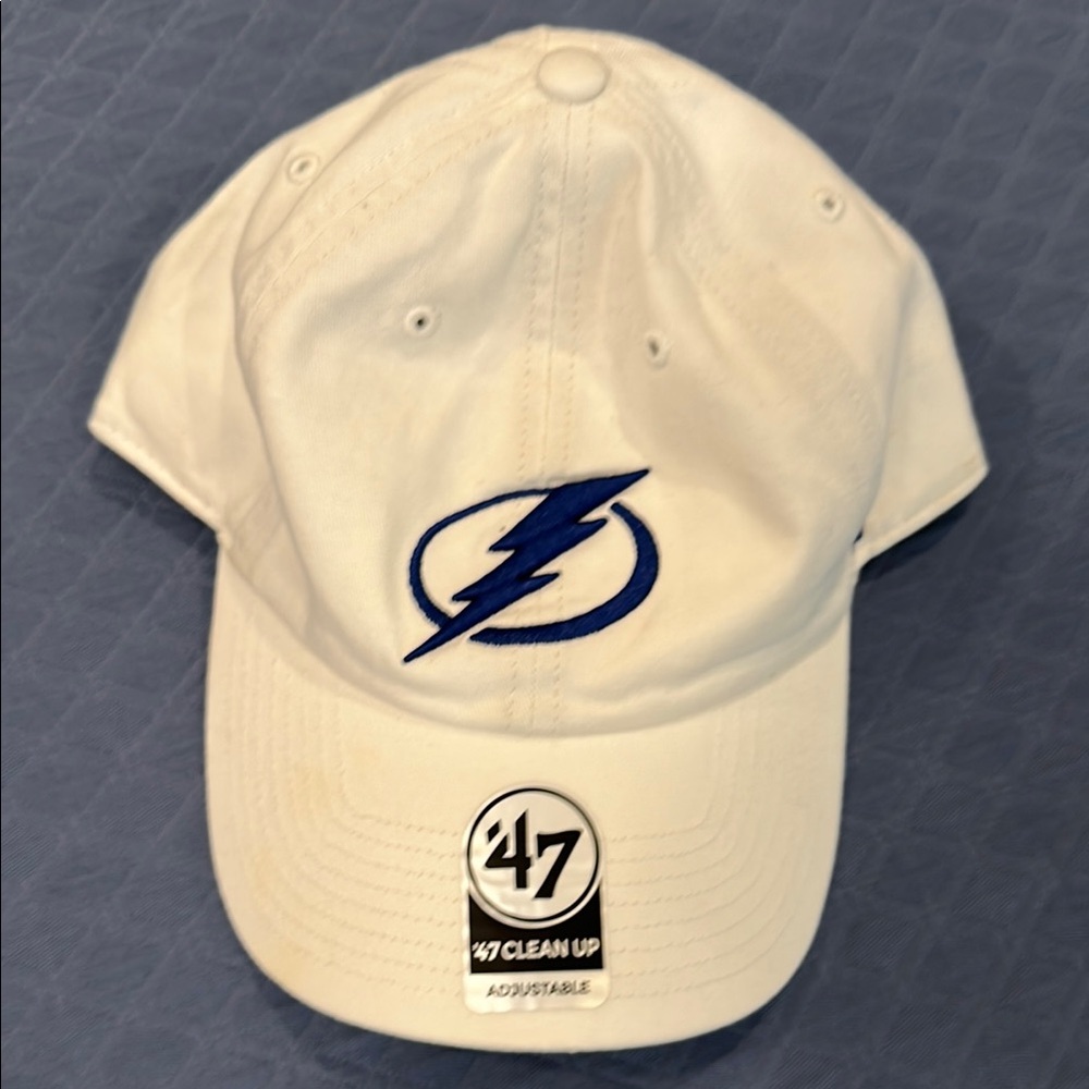 White Adjustable Cap with Blue Logo